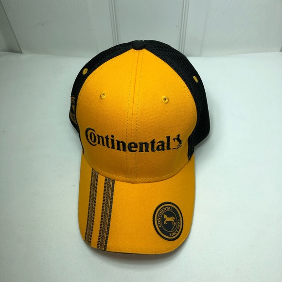 Continental Tire Trucker Black Yellow Mesh Cap Adjustable Hat - Picture 4 of 14